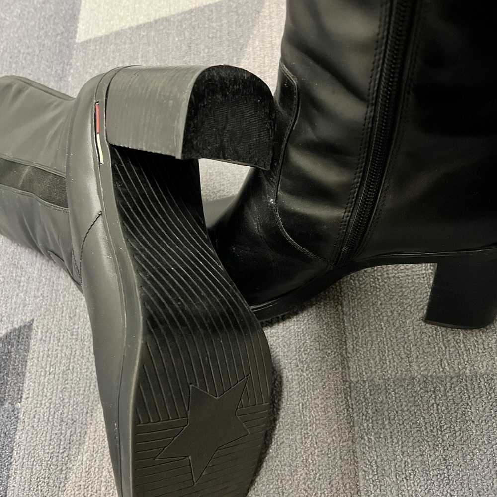 Tommy Hilfiger Leather Mid Calf Boots black SZ 10m - Picture 5 of 6